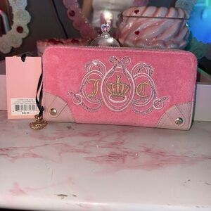 Juicy Couture Lovers Club Pink Embroidered Crown Terrycloth Wallet